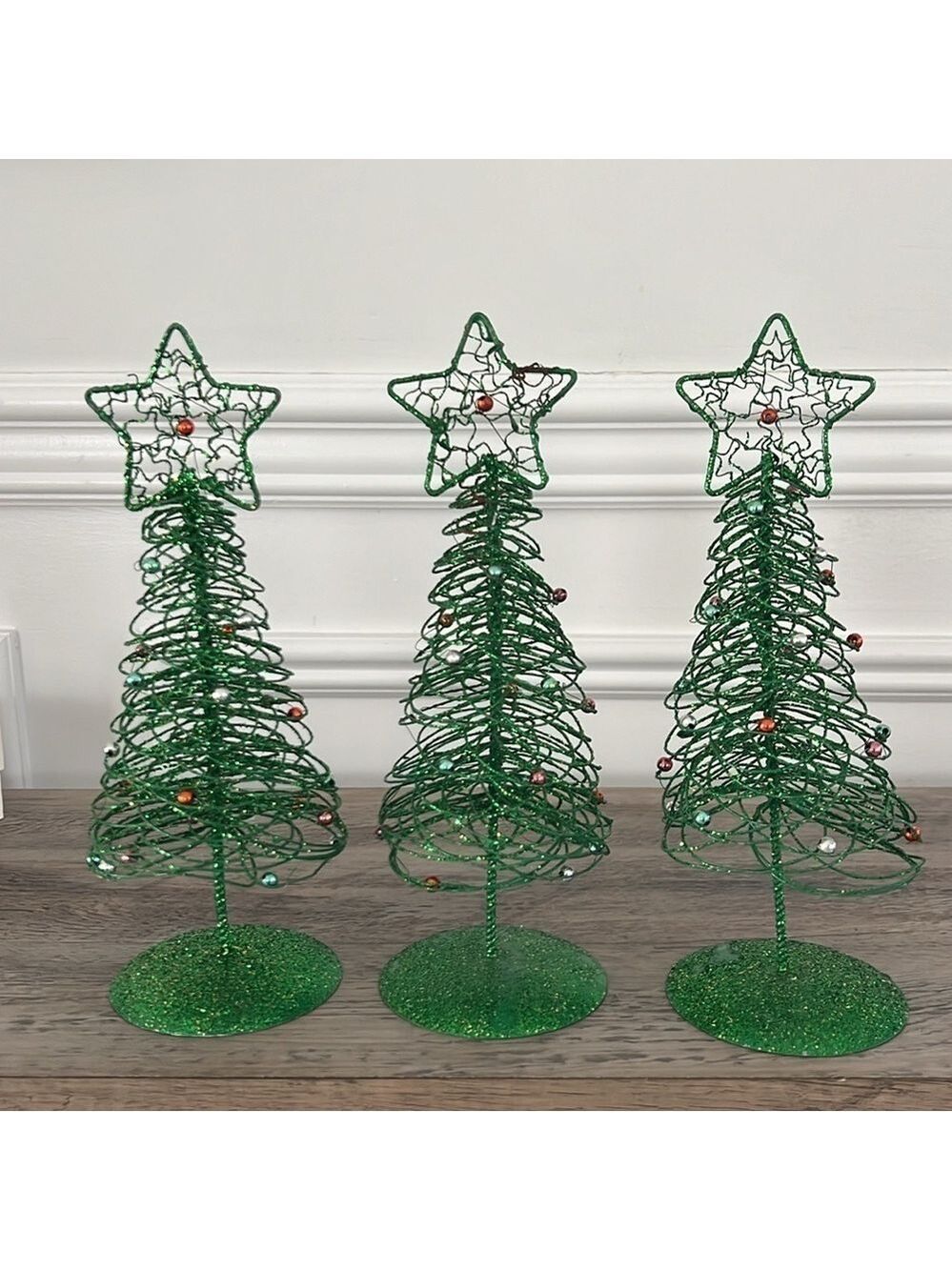 Pier 1 Imports Glitter Wire Star Christmas Tree 10 Inch Set Of 3